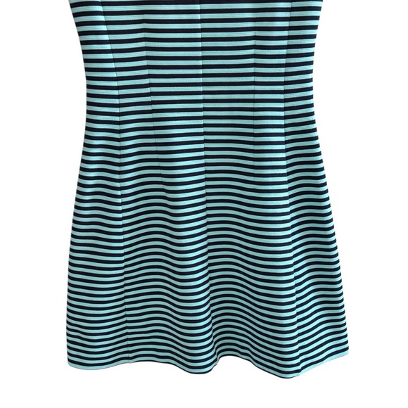 LILLY PULITZER Brielle Navy & Teal Stripe Dress M Fit & Flare Preppy - Picture 4 of 12